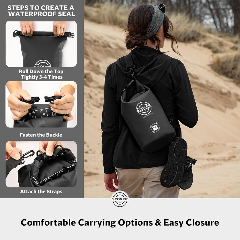 STOVER 5/10/25/30/40/55L Waterproof Dry Bag- Roll-Top Backpack w/Phone Case- Kayaking, Hiking, Camping, Boating- Men/Women - Image 5